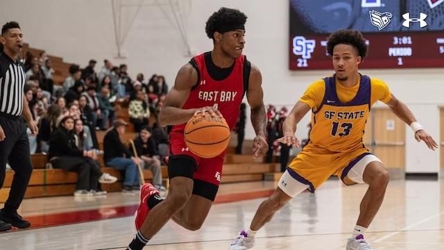 Cal State East Bay drives to the hoop for another win in DII men's basketball. 